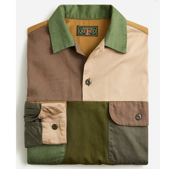 BEAMS PLUS X J.Crew Rugger Button Down 2‎ Pocket cotton Shirt in Panel Color, M - Picture 1 of 13